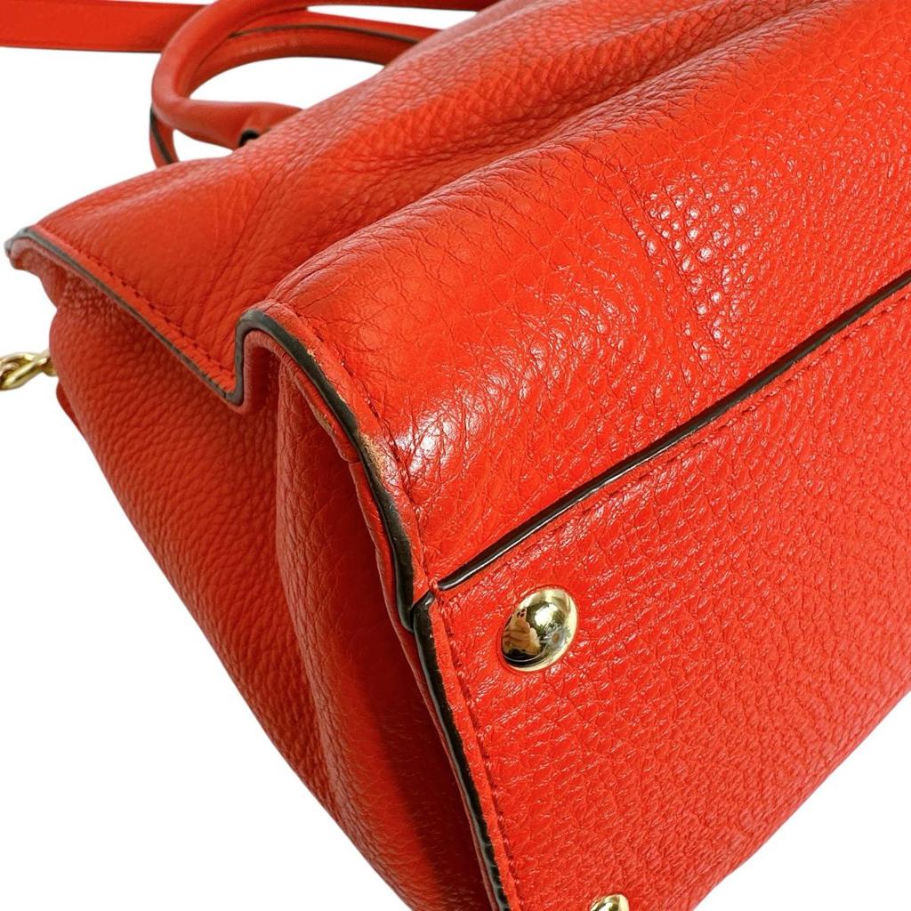 Michael Kors A4 Compatible Shoulder Bag Handbag Leather Red Women Used