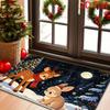 2D Printed Pattern Christmas Holiday Decorative Doormat, Soft Flannel Material, Snowy Deer and Rabbit Christmas Eve Scene Pattern, Fun Machine-Washabl