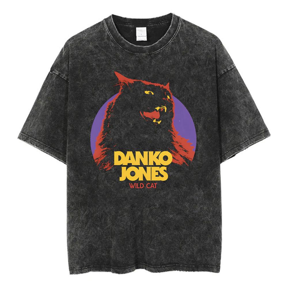 Animal Printed T Shirt Men Retro Washed 100% Cotton Tops Tees Harajuku Tshirt Streetwear Male Acid T-shirts Unisex