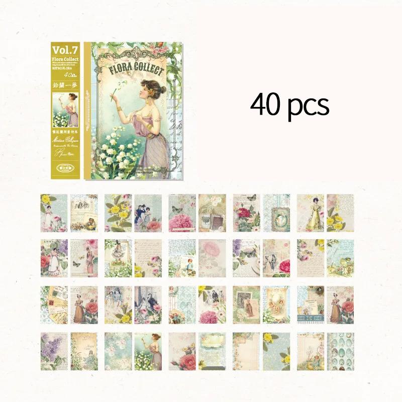 

40 pcs/pack Double sided pattern base collage vintage hand tent European message paper Scrapbooking Background Craft paper