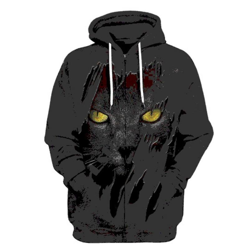 Spring Men's Cardigan Top Loose Comfortable Long-sleeved Hooded Jacket Fashionable 3D Digital Abstract Printed Sweatshirt