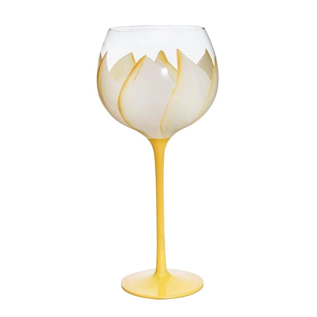 Floral Goblet Stemware Ornament Decoration Gifts Photo Props Hand Painted 440ml Drinks Glass for