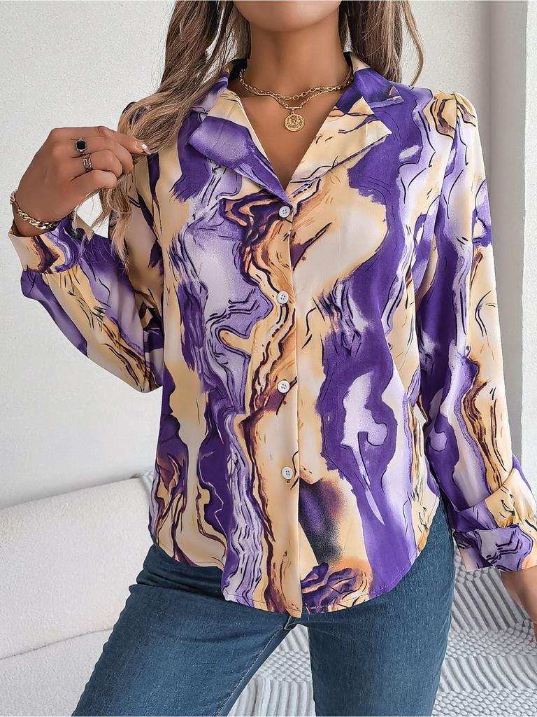Dámská halenka s dlouhým rukávem košile ležérní kontrastní pruhované topy elegantní košile do práce módní halenka