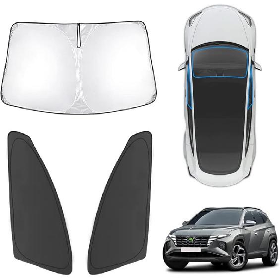 Karltys 3PCS Windshield Sun Shade For -2025 Hyundai Santa Cruz, 210T Thickened Front And Side Window Sunshade Cover  Fit Santa Cruz, Foldable Sun