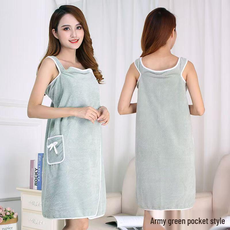 Women's Quick-Drying Coral Fleece Bath Skirt: Thickened, Soft, Water-Absorbent, Wearable Bath Towel for Spring and Autumn