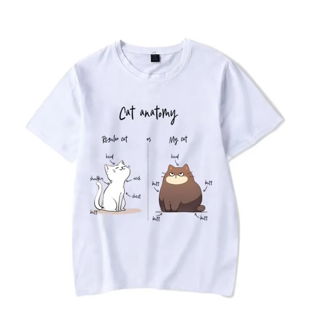 Cat Anatomy Graphic T Shirts Funny Cat Tshirts Short Sleeve Tops Oversize T-shirt Fashion Harajuku T-shirts Men Brand T-shirt