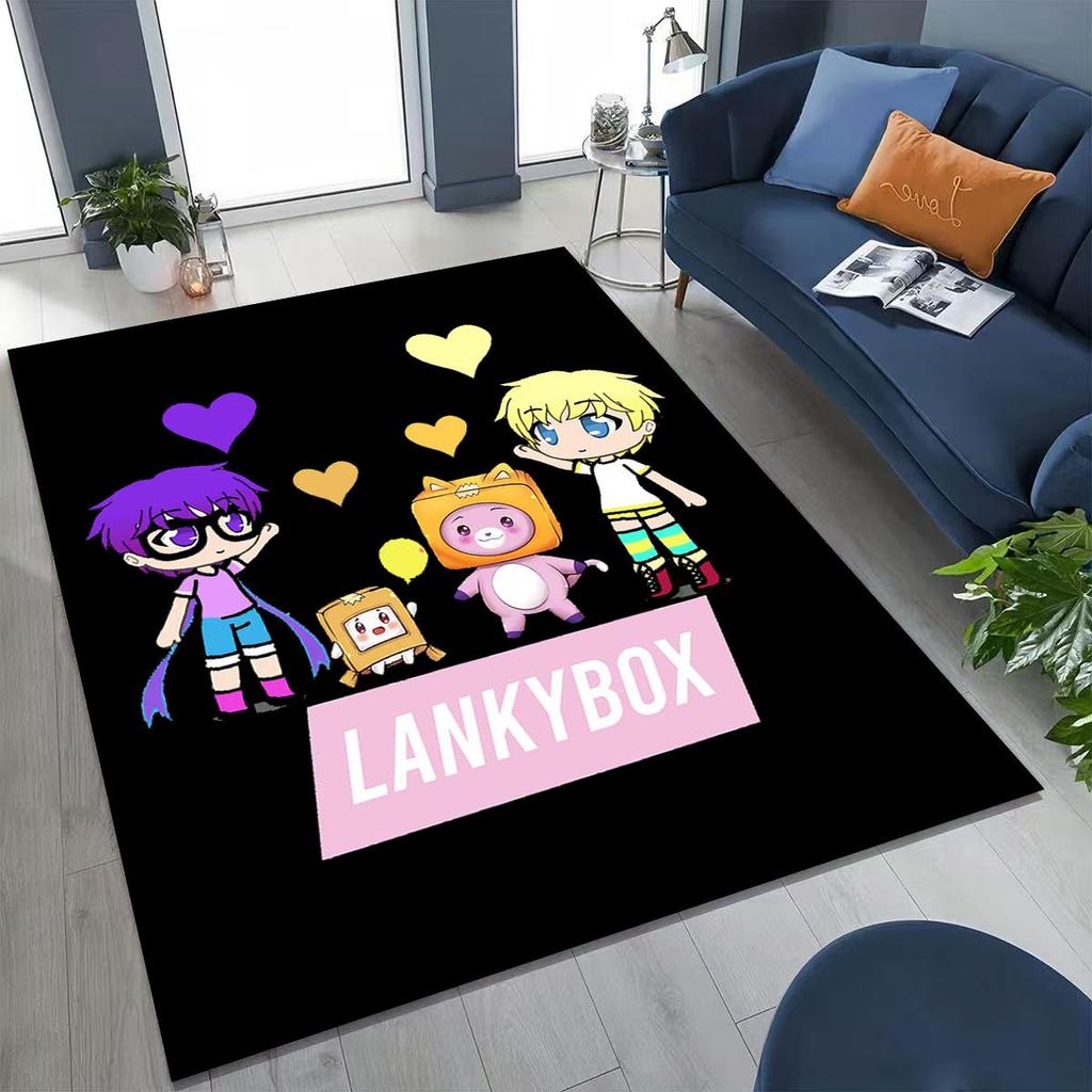 Tappeto Cartoon Lankybox Carino Foxy Boxy Rocky per Camera da Letto Soggiorno Divano Casa Zerbino Decorazione, Tappetino Pavimento Grande Antiscivolo per Bambini