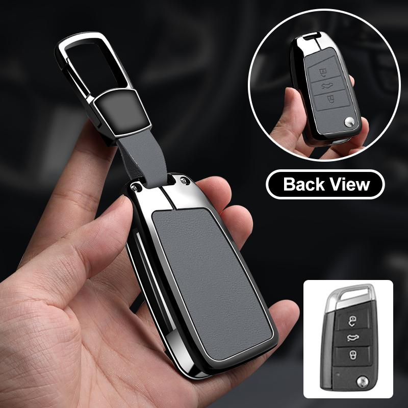 Zinc Alloy Car Key Case Protector Cover For Vw Volkswagen Golf 7 Mk7 Tiguan Mk2 T-Roc T-Cross Shell Holder Accessories
