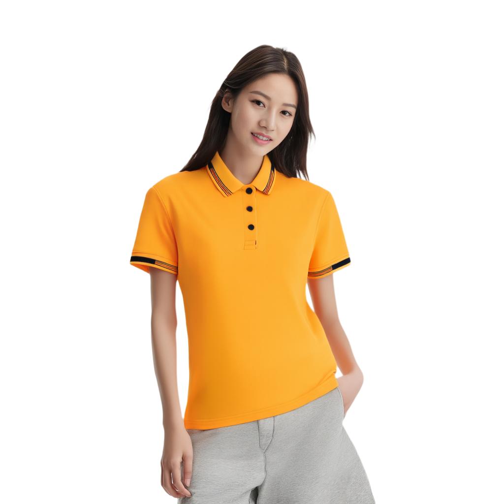 Li Ning Color Block Poloshirt Damen Tops Orange-Gelb APLS144-3