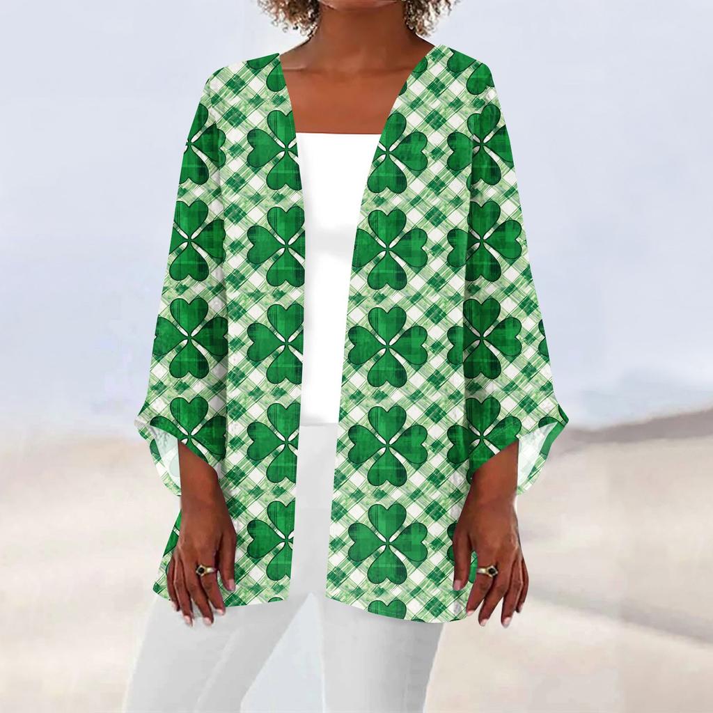 Women's Casual Fashion Caot Printed Lightweight Medium Length Jacket Cardigan