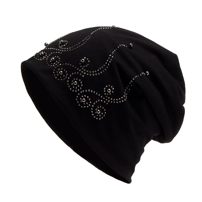 Frauen Beanie Strass Perle Herbst Hut Für Frauen Mode Balaclava Casual Hüte Weibliche Gestrickte Warme Skullies Motorhaube Winter