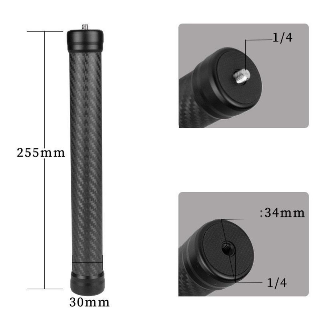 Ergonomic Carbon Fiber Camera Rod 10.04Inch 1/4 Screw Mount Fit for Stabilizers Accessories Lightweight Photography Tool