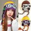 Windproof Knitted Beanie Crocheted Earflap Cap Casual Winter Pilot Hat With Goggles  Cycling