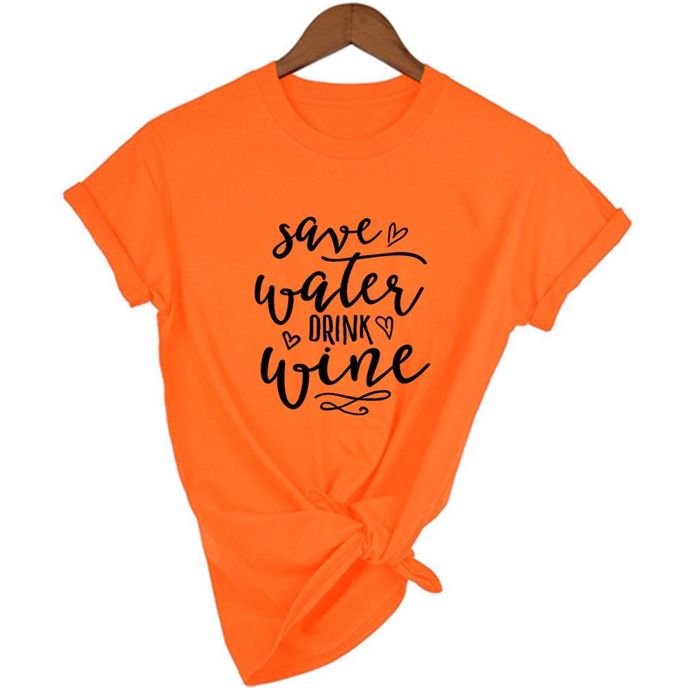 Save Water Drink Wine Letter Women Summer T Shirt Short Sleeve Harajuku Mom Life Aesthetic Tshirts