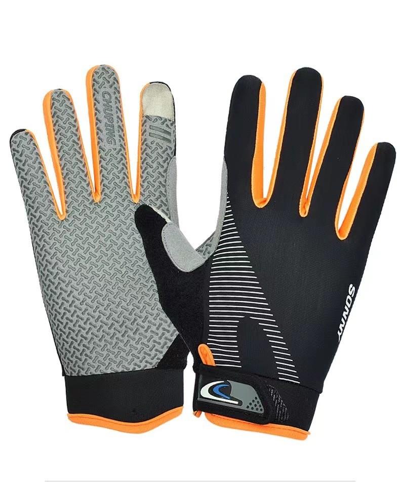 Mens Uv Protection Athletic Gloves With Quick Dry Polyester Material For Running Black Orange
