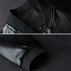 Men Fall Winter Coat Smooth Faux Leather Windproof Stand Collar Long Sleeve