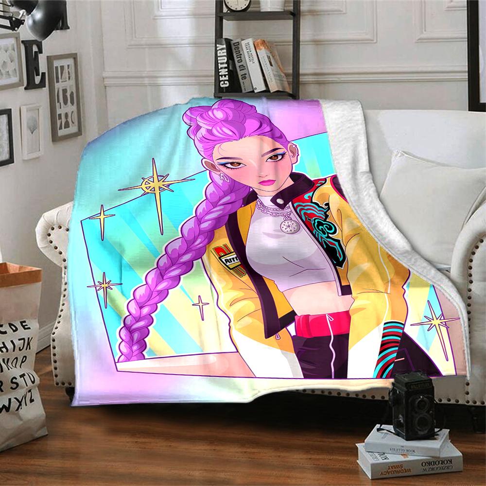 1pc KPop Demon Hunters RUMI5 Blanket, Gift, for Men and Women, Soft Blanket, Good for Sofa Bed Couch Travel, Lightweight Flannel Blanket