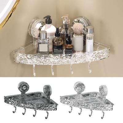 Storage Rack Triangle Shape Suction Cup Shower Caddy Quick Drainage Storage Shelf Kitchen