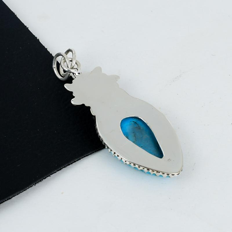 Pendentif Pierre Précieuse Turquoise Naturelle Argent Sterling 925 - Design Fait Main, Bijou à Porter au Quotidien, Pendentif Turquoise Unique Cadeaux de Mariage