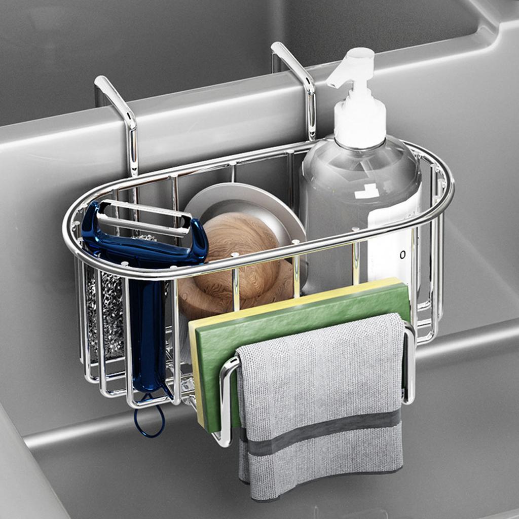 Svampställ för diskbänk Rostfritt stål Hängande avrinningsbricka Diskho För tvålbehållare Förvaring