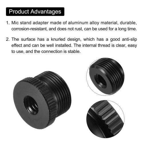uxcell Microphone Stand Adapter, Female 1/4 Inch to Male 5/8 Inch Aluminum Alloy Microphone Screw Adapter for Microphone Tripod Stand, Black, 1 Piece