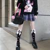 Cotton Calf Socks Lolita Bows Skeleton for Head Knee High Socks Thigh High Loose Stockings for Student Girl Ladies Women