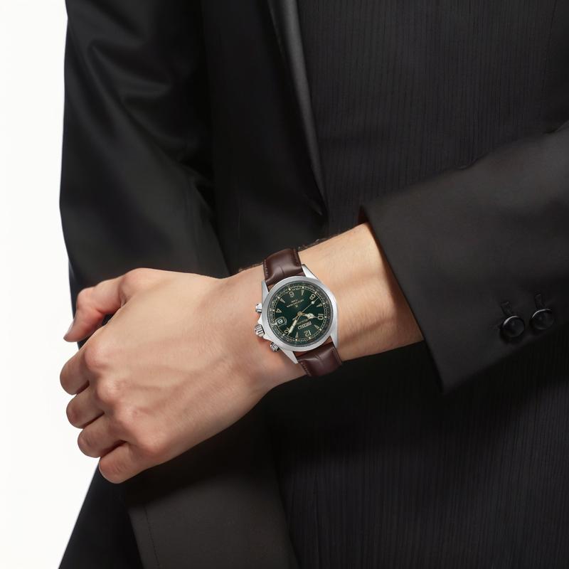 Seiko 200 Meters Waterproof Automatic/manual Mechanical Movement Cowhide Strap 39.5mm Men's Watch Green Dial SBDC211