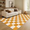 Moderní reliéfní šachovnicový koberec do obývacího pokoje, barva ecru žlutá, 160x230