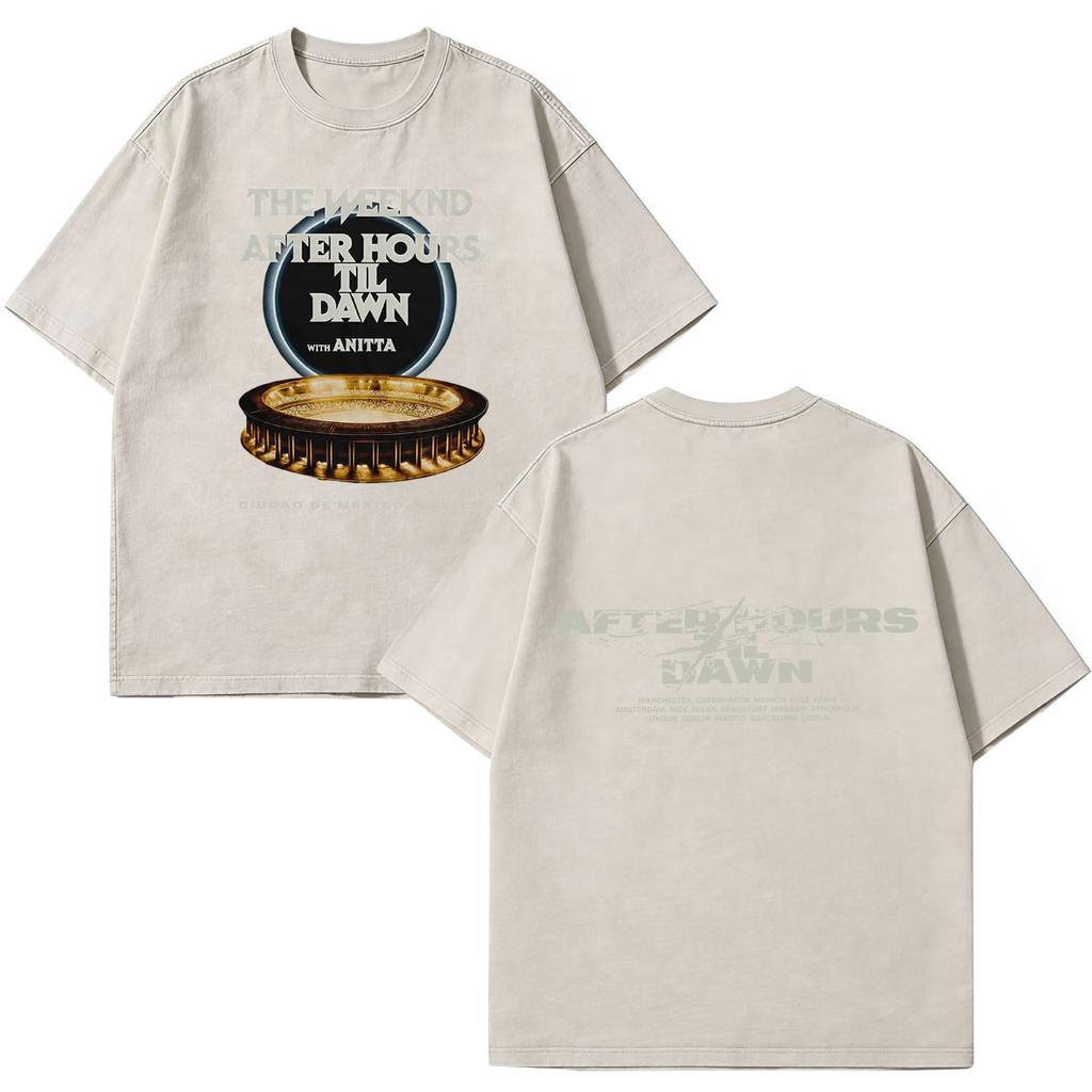 The Weeknd After Hours Til Dawn Tour 2026 Print Vintage Washed Tshirts Men Women Fashion T Shirt Casual Short Sleeve Tshirts