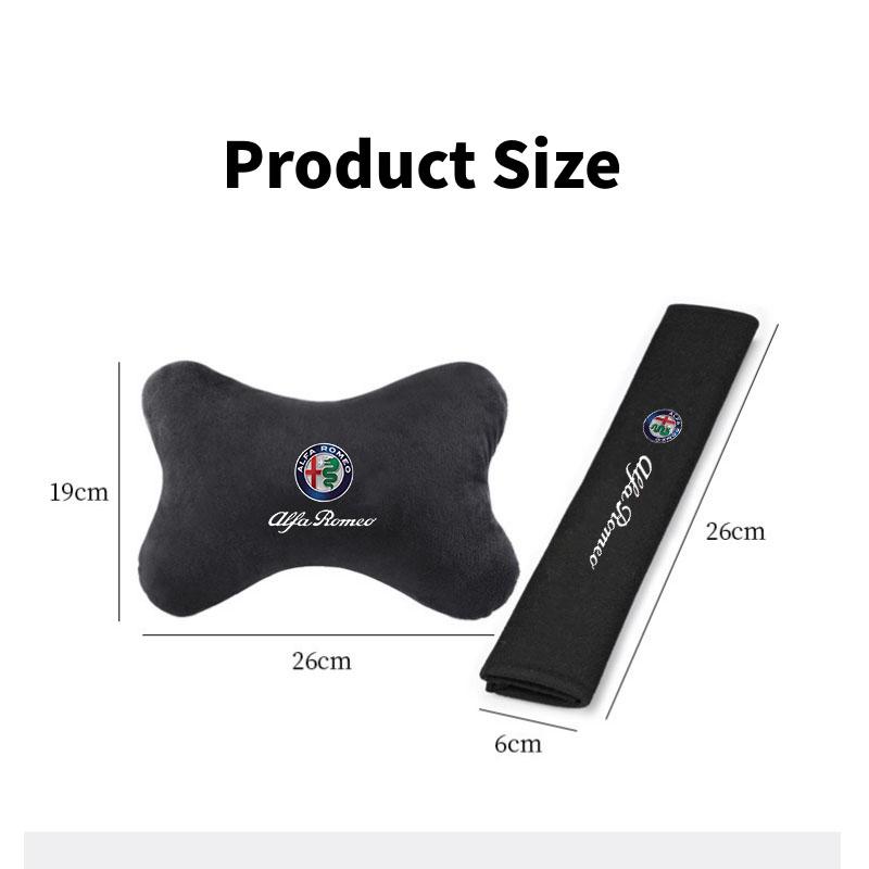 OUVKF1 Car Seat Belt Protect Shoulder Pad Cover Headrest Neck Pillow for Alfa Romeo 4C 159 Spider Giulia Giulietta 156 Tonale Mito 147