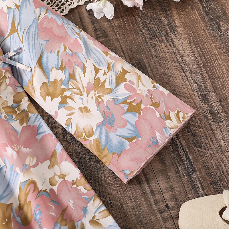 Girl Long Sleeves Floral Print Dress Children Kid Casual Princess Dresses Clothes