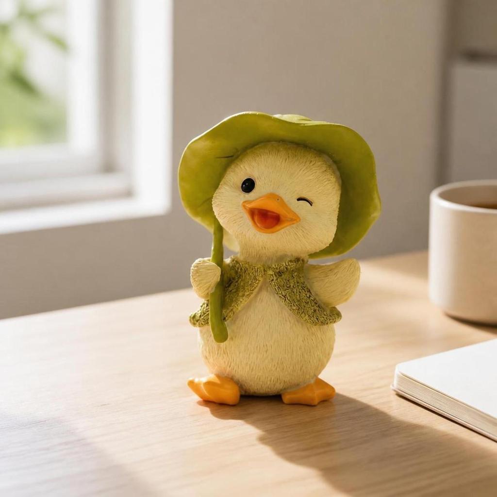 Duck Figurine with Hat Cute Statue Miniature for Tabletop