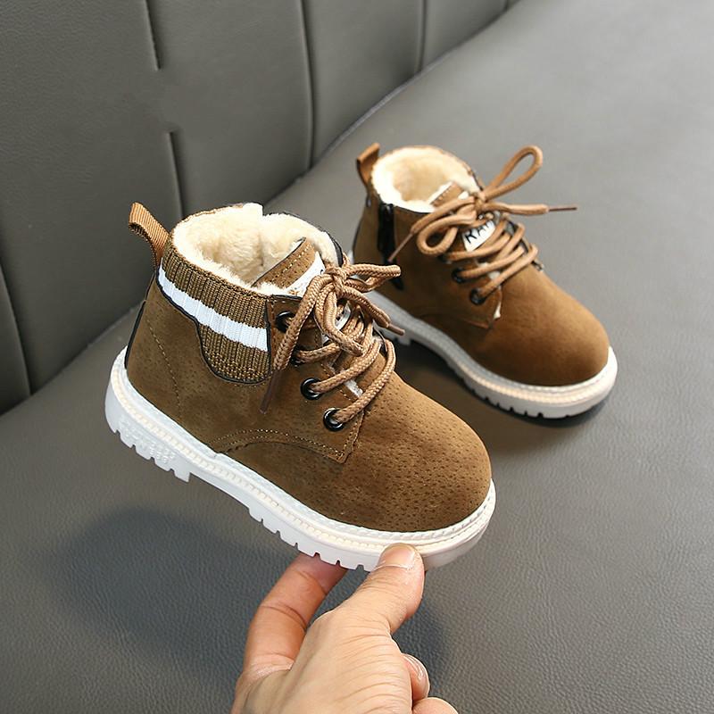 Children Casual Shoes Autumn Winter Snow Boots Boys Shoes  Leather Soft Antislip Girls Boots 21-30 Sport Running Shoes