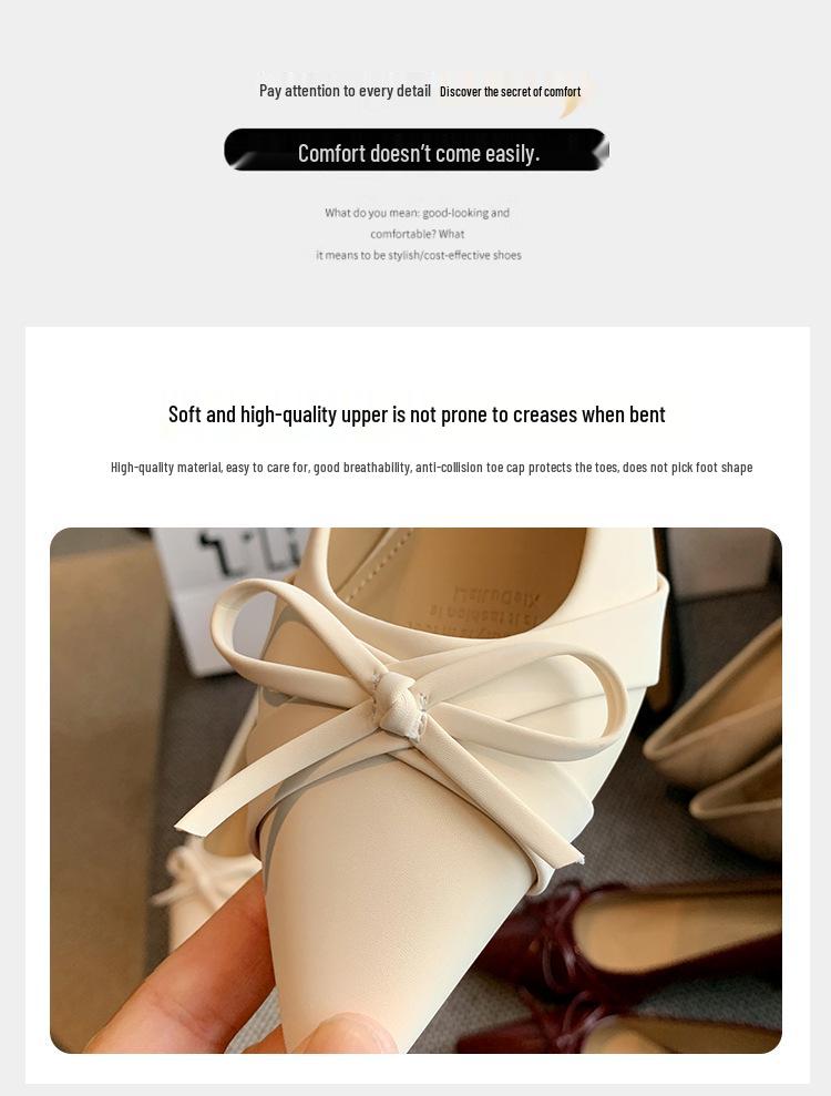 Elegant French Style Bow Pointed Toe Women's Evening Shoes