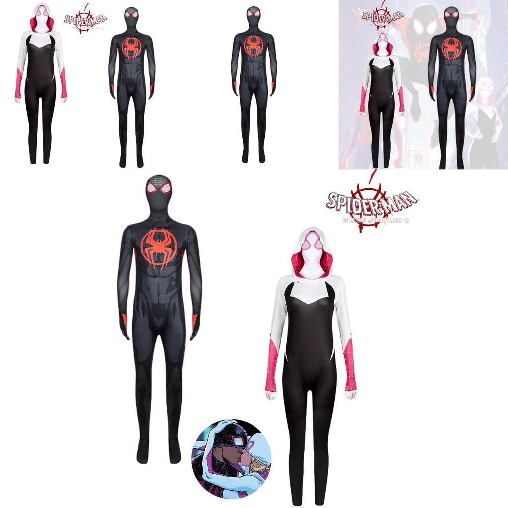 2023 Spider-man Miles Gwen Cosplay Costume Women's Spider-man Jumpsuit Milk Silk Fabric