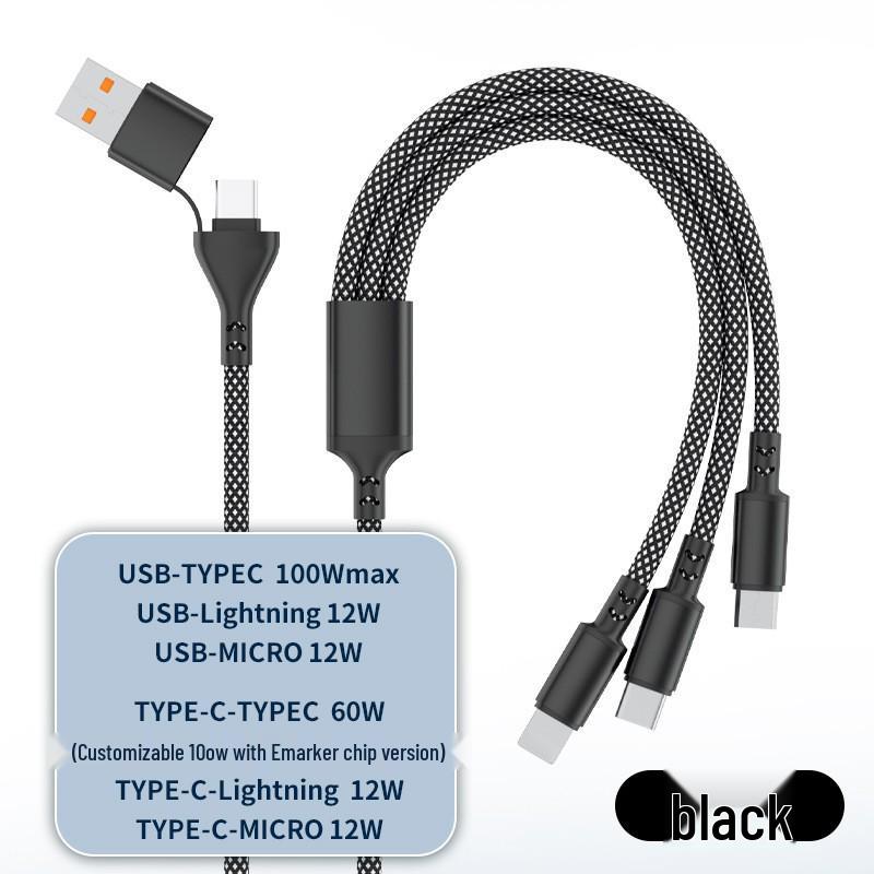 Geflochtenes 3-in-1-Ladekabel für Apple, Typ-C & Huawei mit Laserlogo
