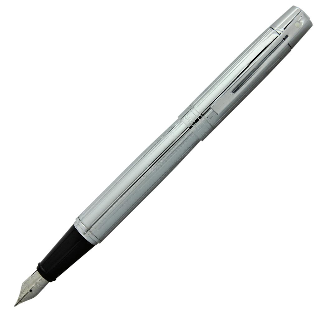 Sheaffer 300 Fountain Medium Straight Line Officially Imported Pen, Nib, Chrome, SGC9326PN-M,