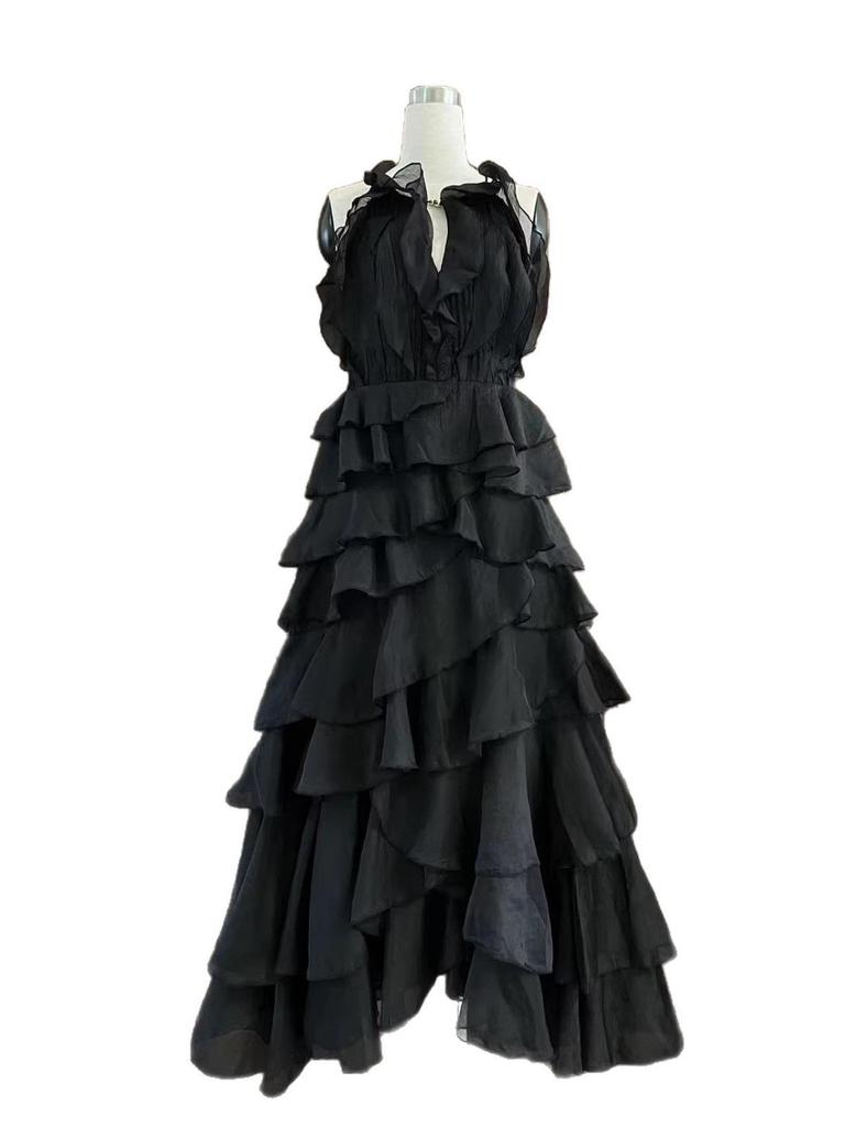 Elegant High-End Tiered Peplum Dress with Irregular Hem