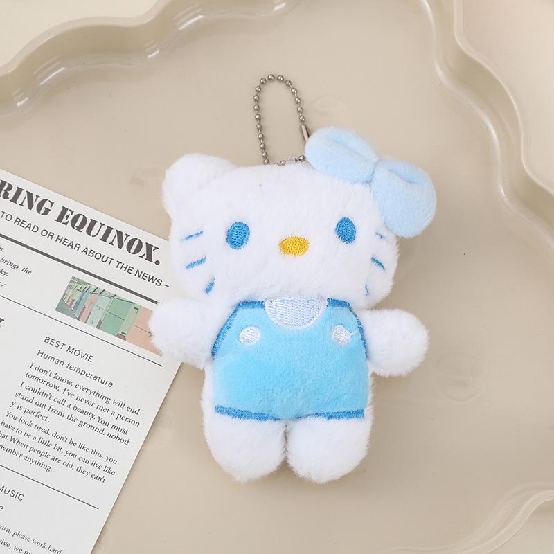 Portachiavi Ciondolo Peluche Gatto Cartone Animato con Catena di Perline Sonagliante