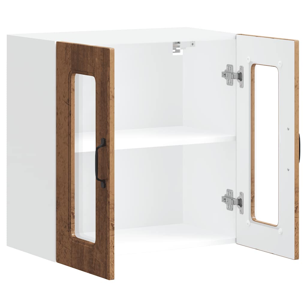 Kitchen Wall Cabinet with Glass Door Kalmar Vintage Wood Look Engineered Wood
