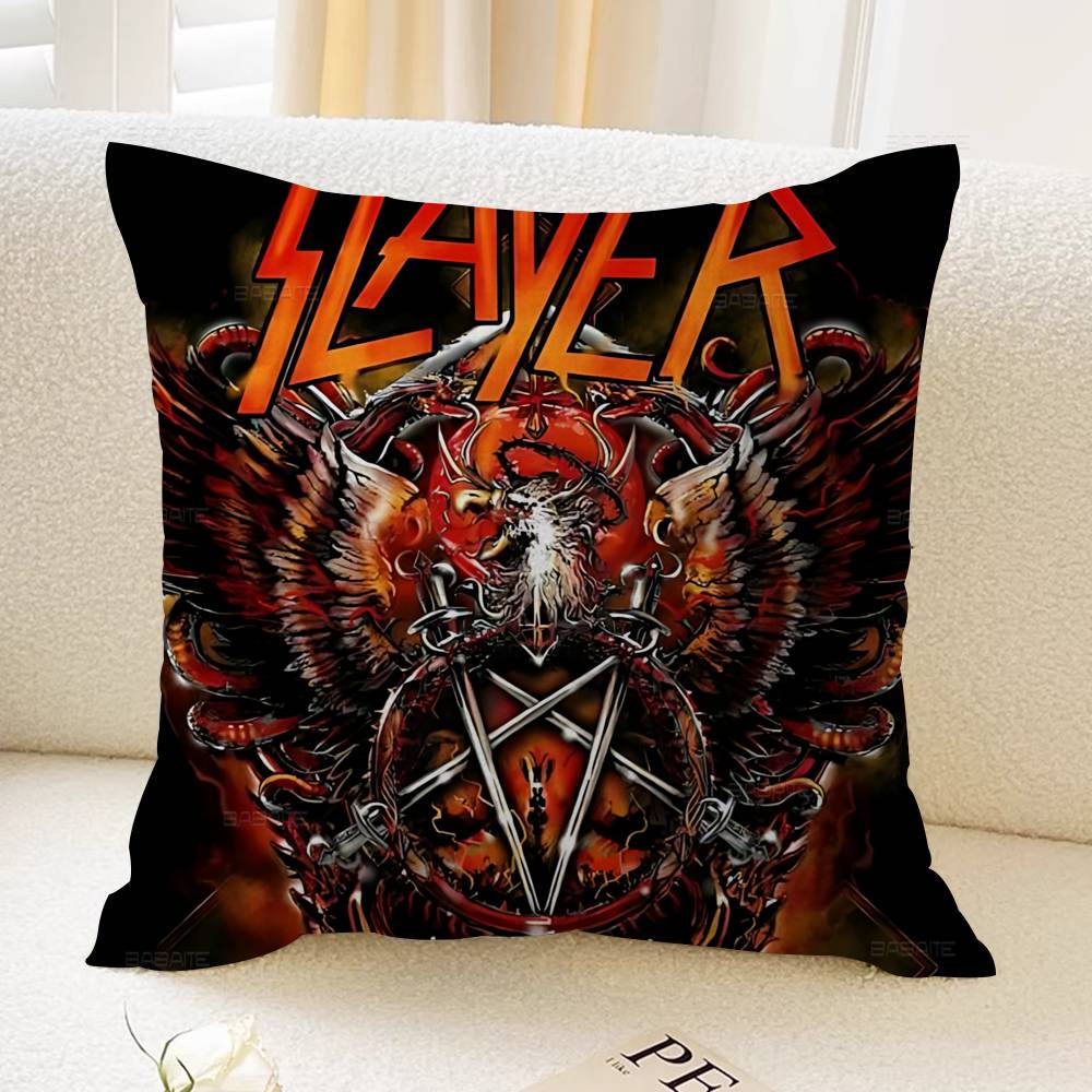S-Slayer H-Heavy M-Metal Band 45*45cm Cushion Cover Pillow Cover Decor Pillowcase Home Pillowcase For Couch Pillow