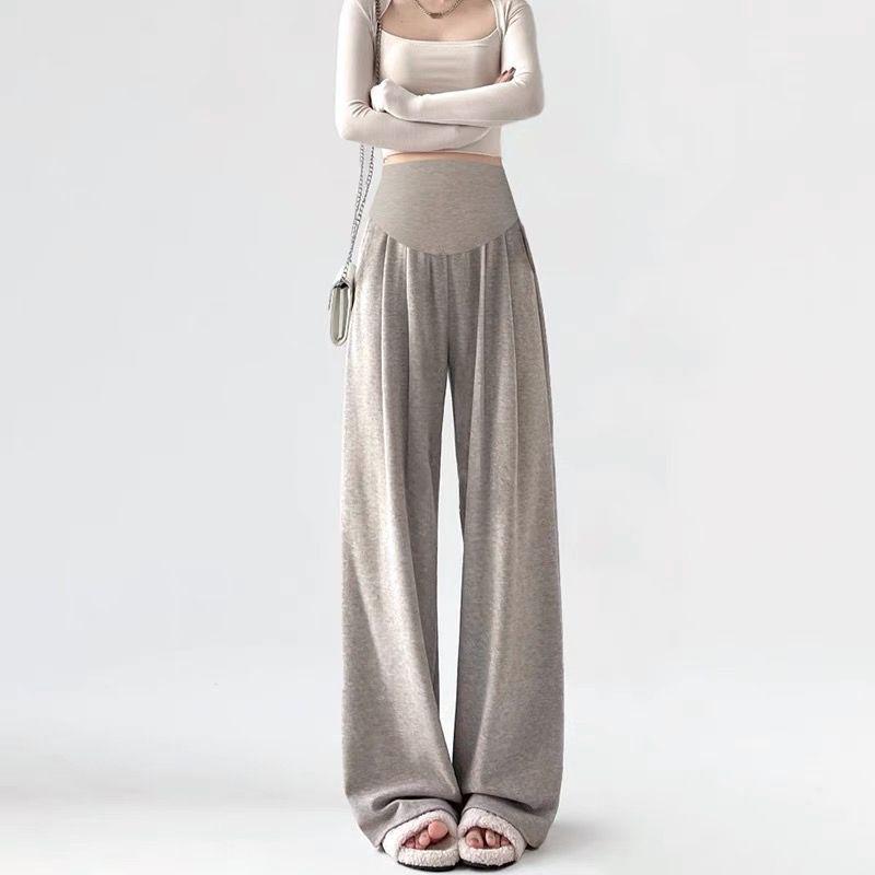 Maternity Wide-Leg Belly Support Pants - Autumn/Winter Fashion, Plus Velvet