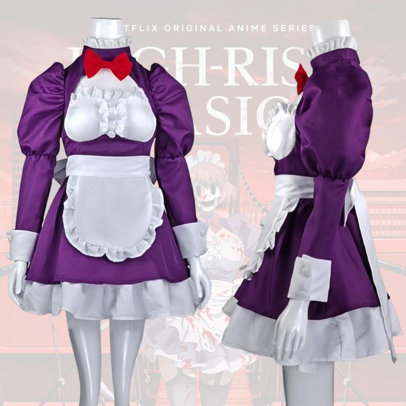 Rise Anime High Invasion Maid Mask Cosplay Costume Halloween Party Prop Gift Fan
