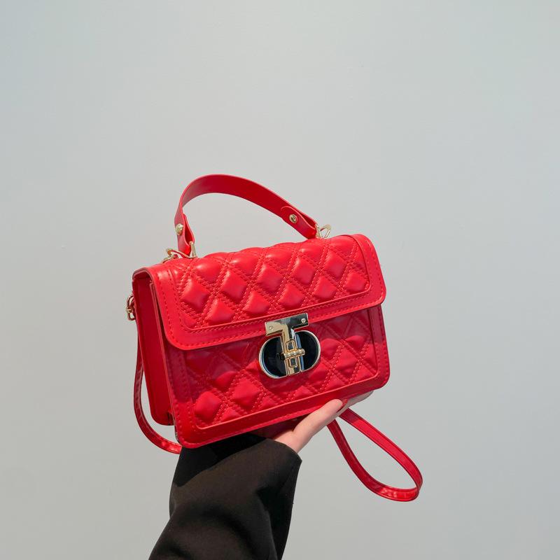 Premium Simple Small Bag Women's 2025 Autumn and Winter New Diamond Grid Embroidered Thread Handbag Versatile Messenger Small Square Bag