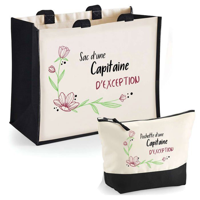 Coffret - PLANETEE - Capitaine d'exception - Sac cabas jute & trousse - Personnalisé - Fabrication française