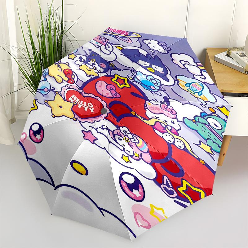 

Hello Kitty, Sanrio Automatic Open/Close Umbrella-Cute Umbrella with Cute Design, Portable 3-Fold Compact Umbrella for Men & Women, Hallowee