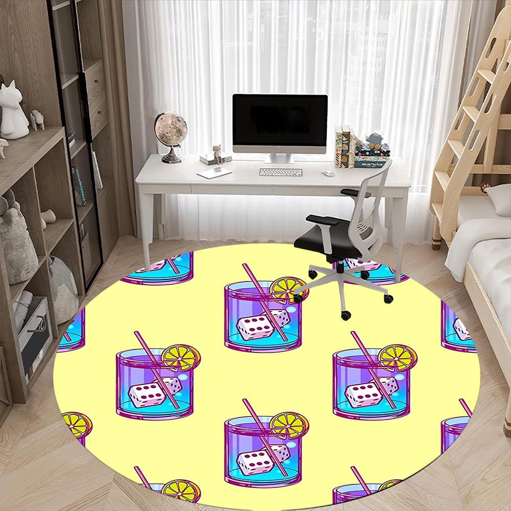1pc Dice Cocktail Pattern Chair Carpet for Office Non Slip, Lightweight, Machine Washable Rug for Office Holiday Decor