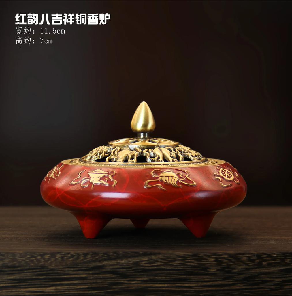 Burning Blue Eight Treasures Incense Burner Plate Incense Pure Brass Incense Road Supplies