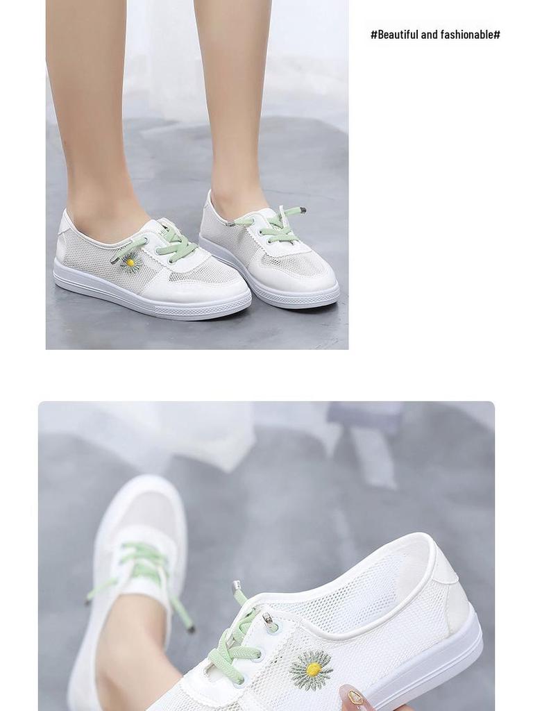 Trendy Women's White Mesh Sneakers 2025 - Comfortable, Breathable, Low-Top Summer Shoes
