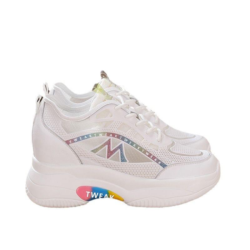 

Маленькие белые туфли 2025 новый модный тренд тонкая дышащая сетка повседневная обувь для путешествий платформа женская обувь 40 белый